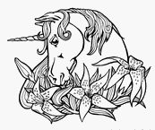 coloriage tete de licorne de profil